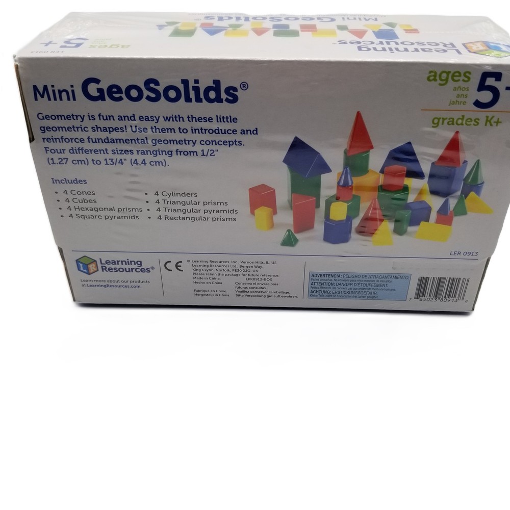 Learning Resources Mini GeoSolids 32pc Set LER0913 Ages 5+ Math Manipulatives