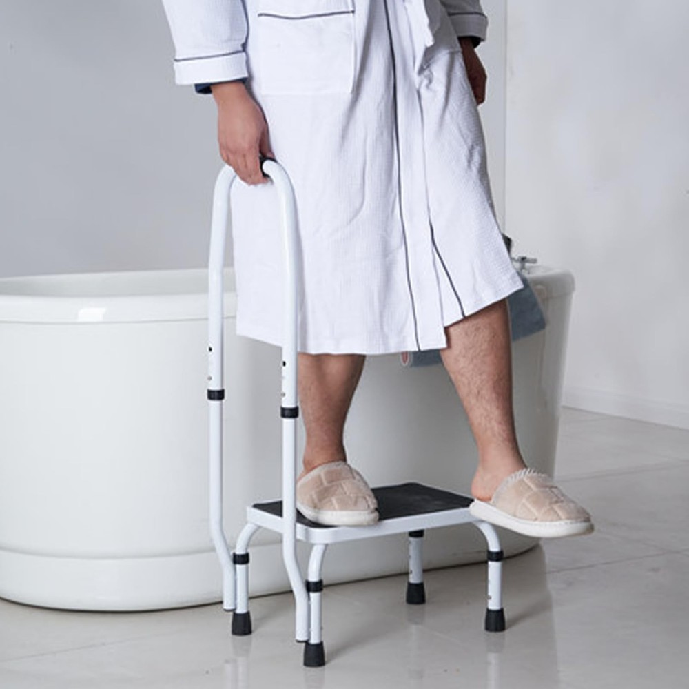 Step Stool 1Step 330lbs Capacity, 3 Adjustable Height with Handle Steel Step ...