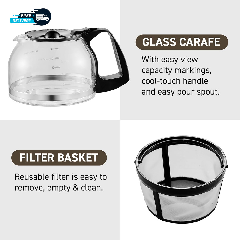 EHC-5055 Automatic 5-Cup Brew & Drip Coffee Maker with Pause N Serve Reusable