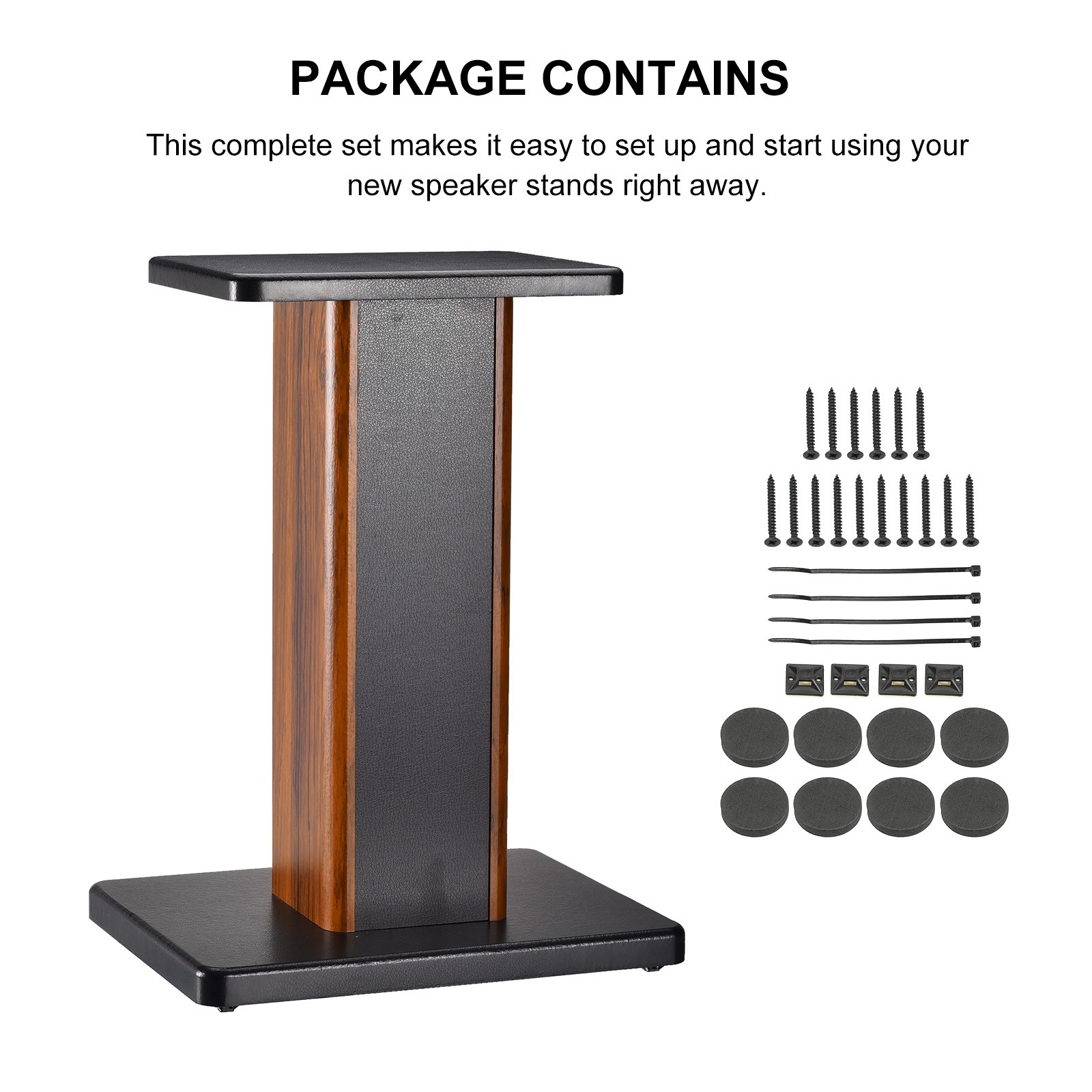 2 x Wood Speaker Stands 15.7 Inch (40cm) Speaker Stand Hollowed Stand