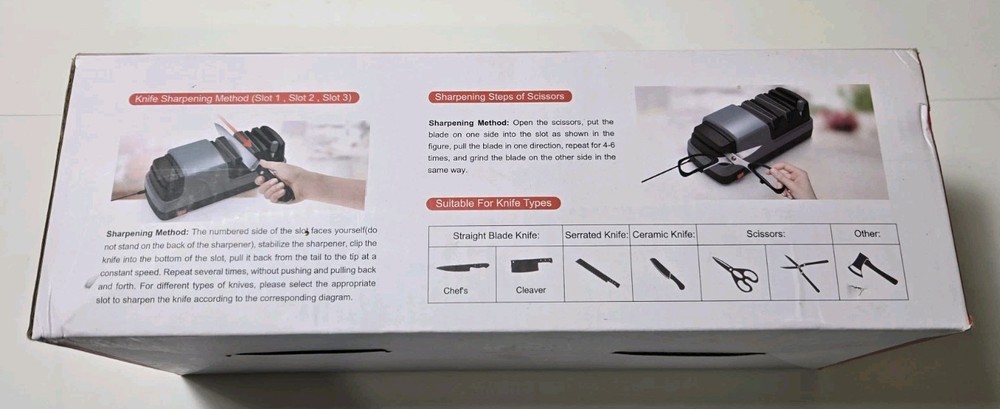 Electric Kitchen Knife Sharpener. 3-Stage Sharpening System.