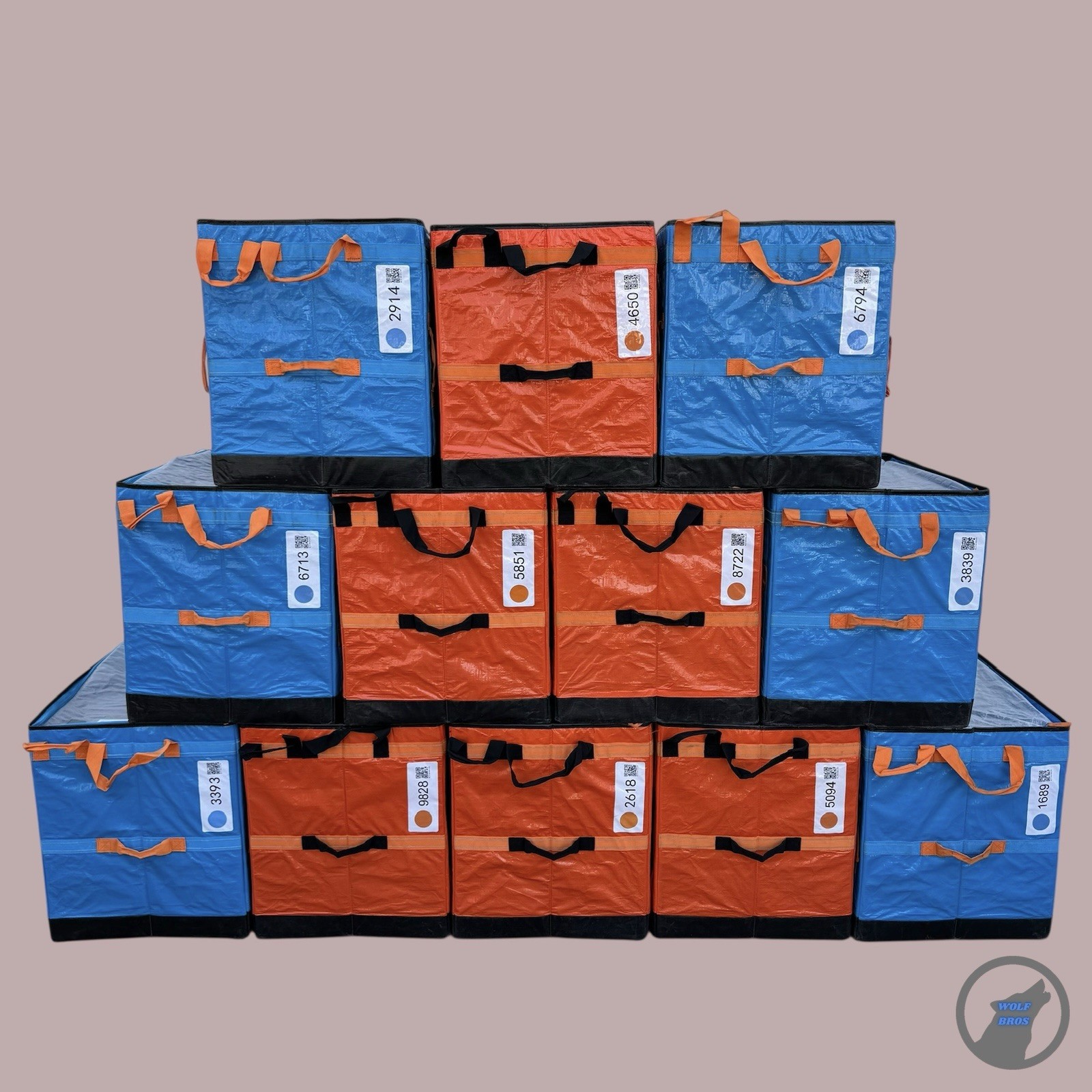 (12) AMAZON COURIER HEAVY DUTY DELIVERY STORAGE BAGS 28x24x20 LOT OF 12 TOTES