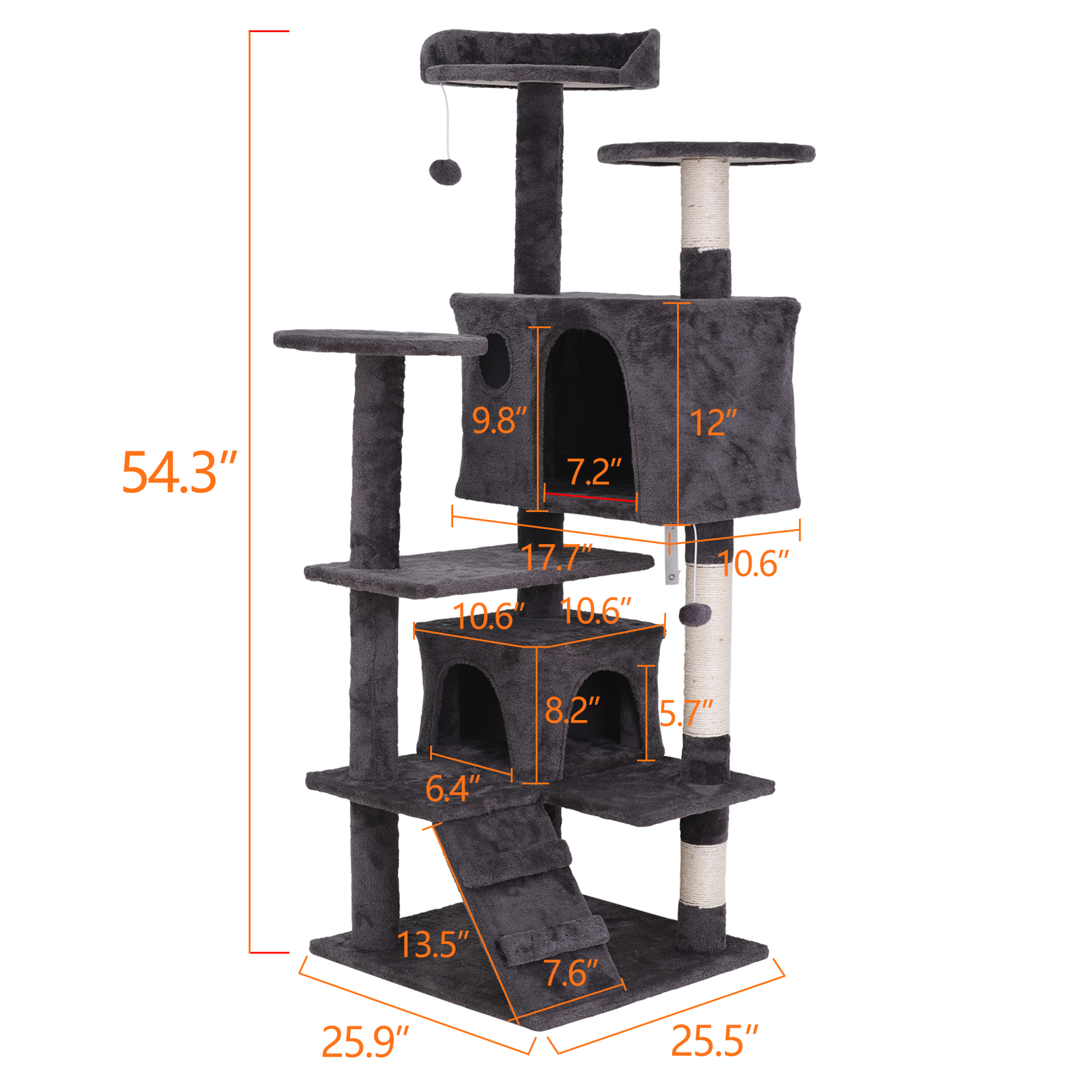 55" Large Cat Tree Tower Activity Center Playing House Condo For Rest Sturdy