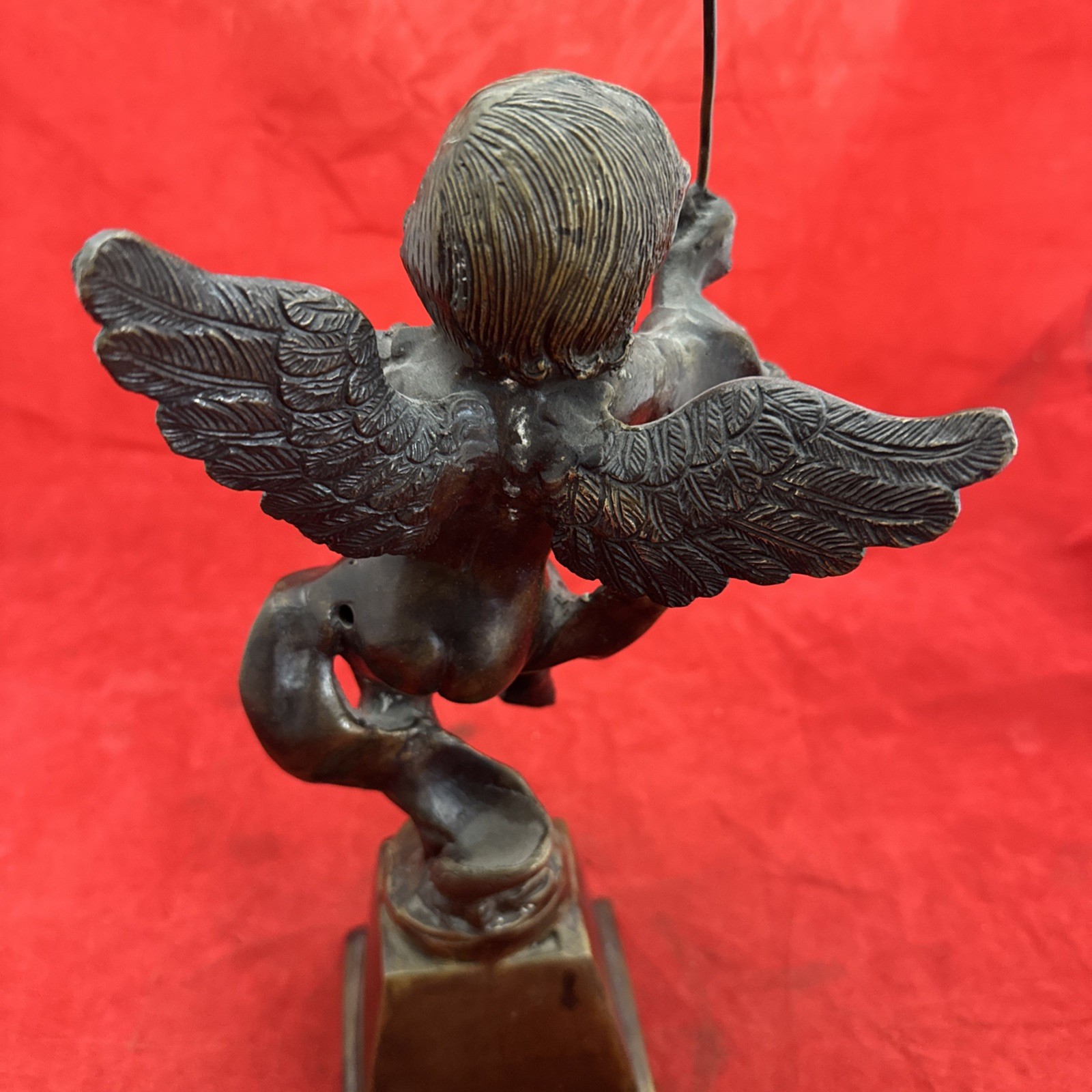 Bronze Cherub Angel Boy Playing Violin 12.5” Tall Heavy