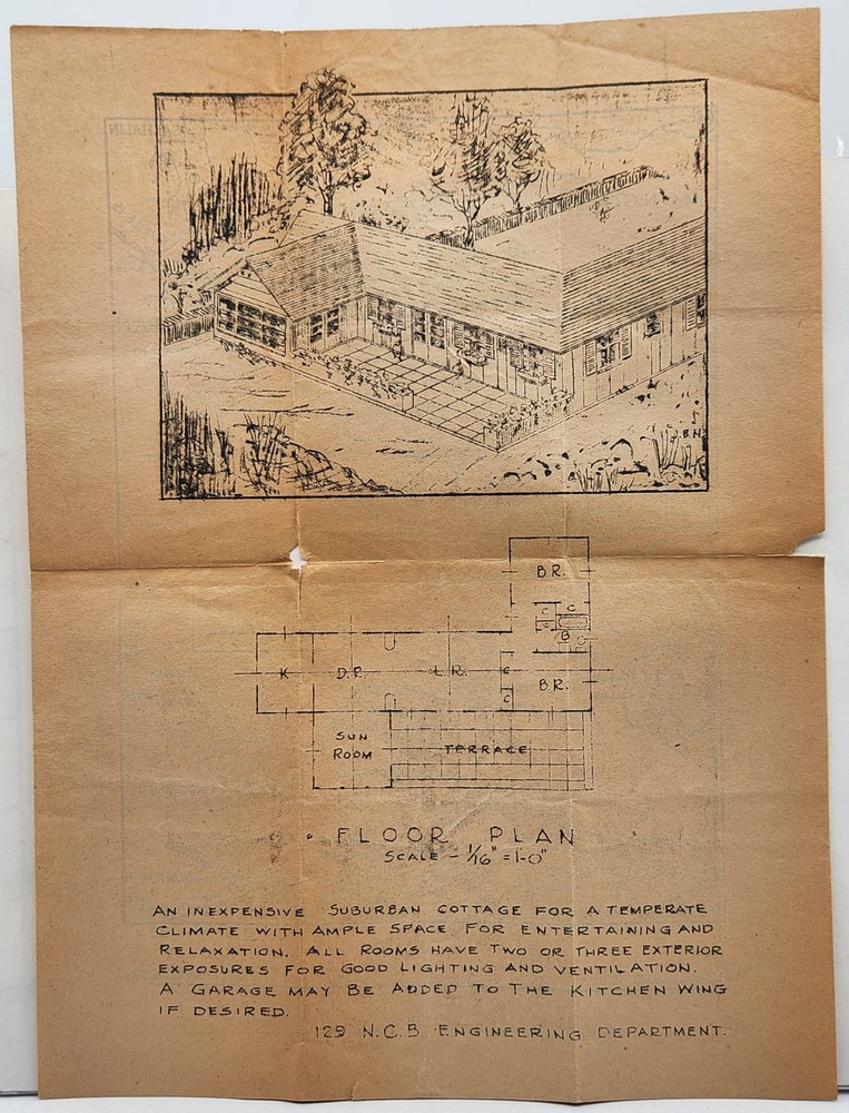 1945 Samar Philippines 192th Beacon Map & Suburnban Floor Plan Naval Engineering