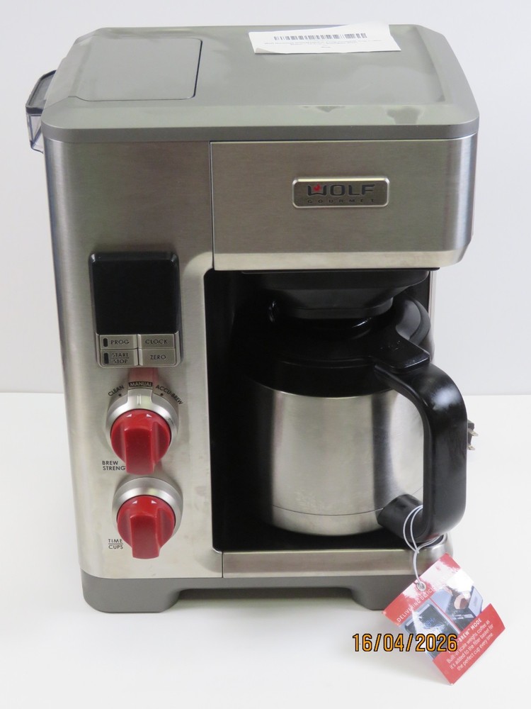 Wolf Gourmet Programable Coffee Maker WGCM100S Auto Drip System Red Knobs [G8]