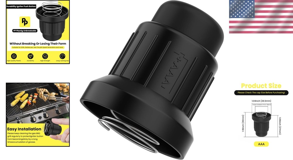 BBQ Gas Grill Spark Igniter Cap Replacement Push Button Switch for AAA Battery