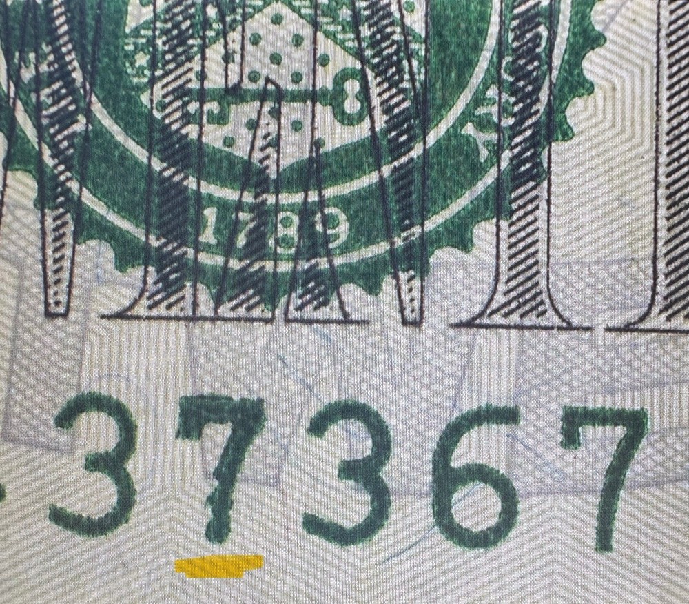 One (1) 2017 $20 Note w/Over-Ink Error on the Upper & Lower #7’s!