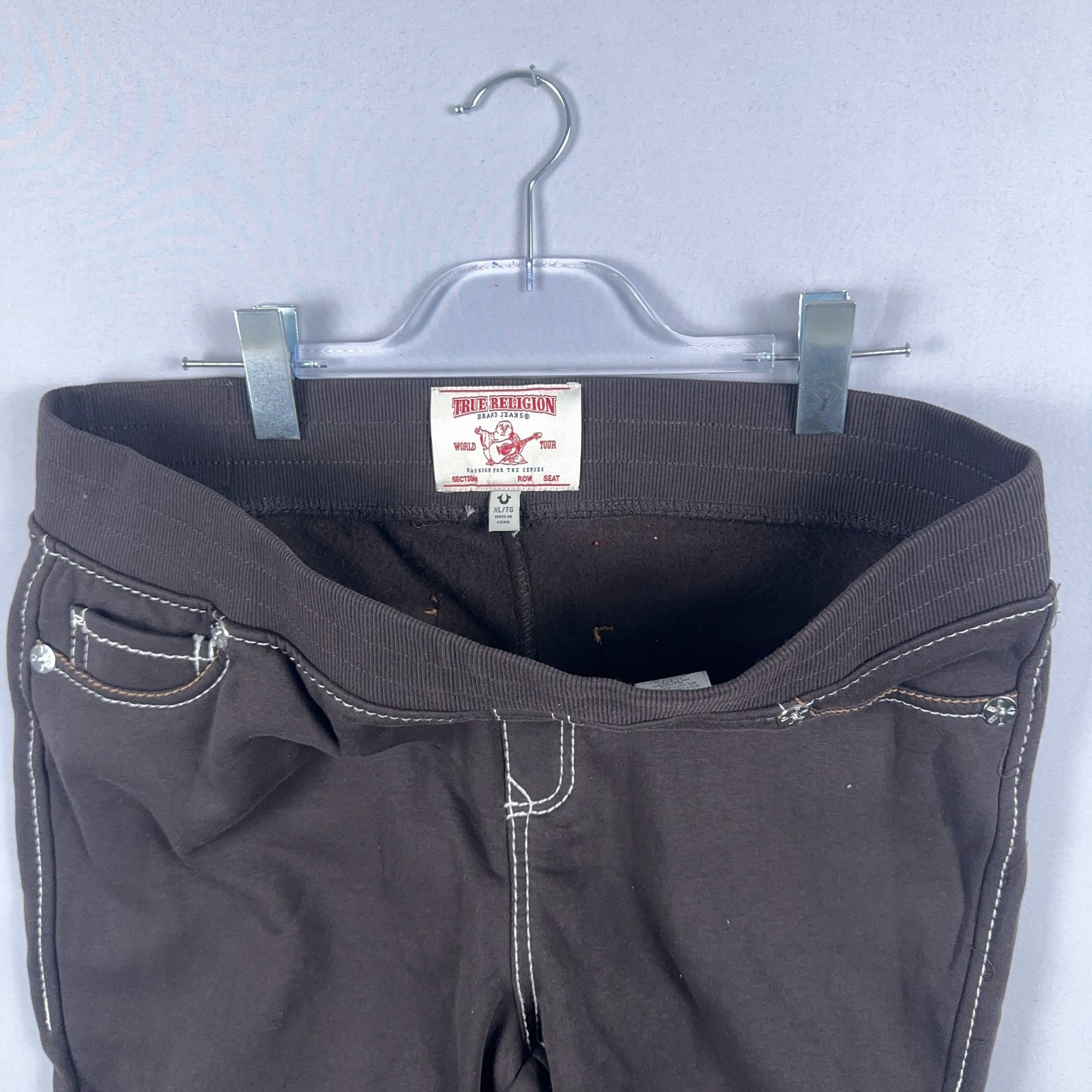 True Religion Flare Sweat Pants Joey Mid Rise Big T Black Women Size XL