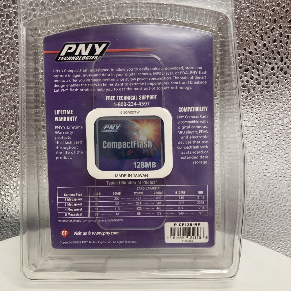 PNY Technologies 128MB Compact Flash Memory Card For Camera NEW SEALED