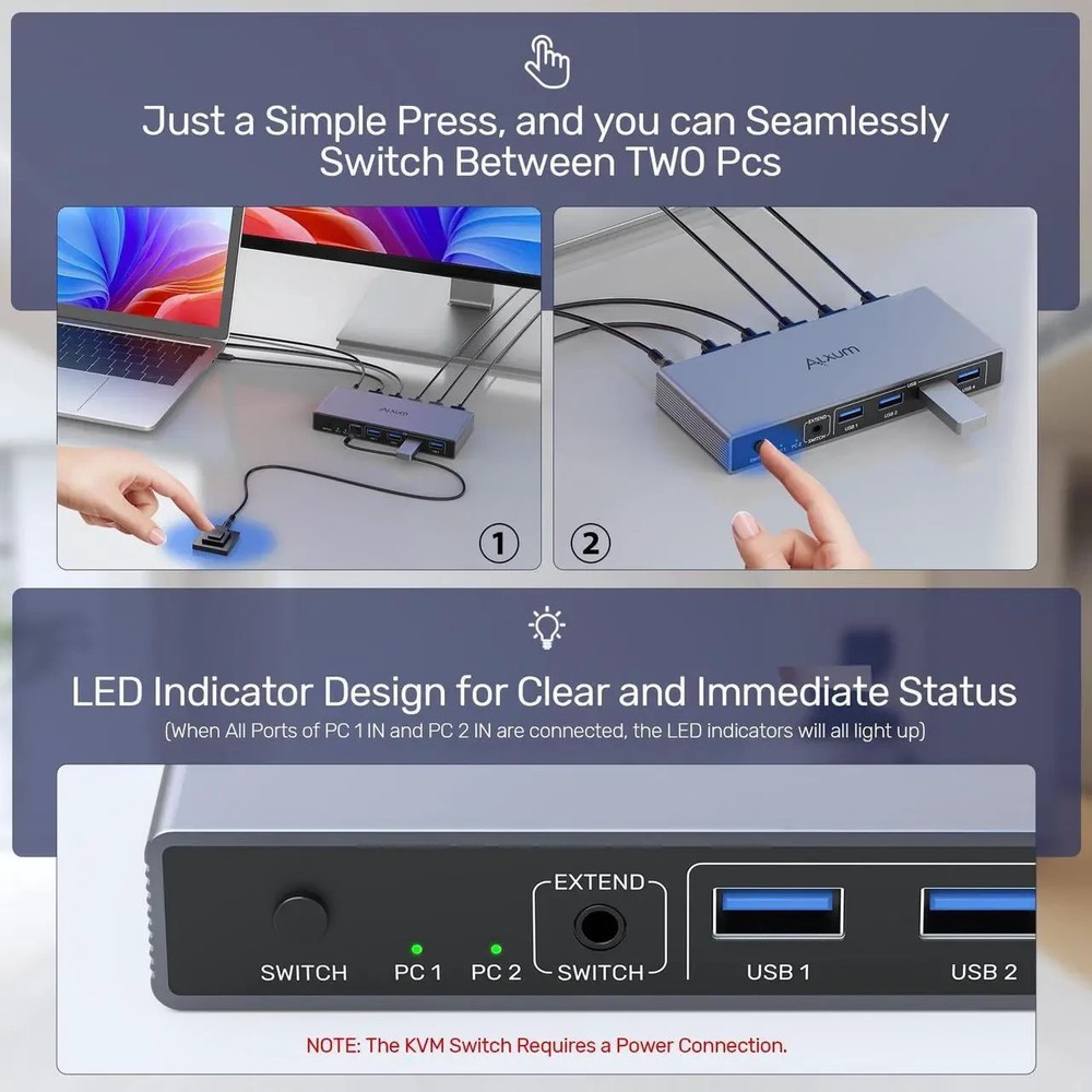 Alxum USB 3.0 Displayport KVM Switch