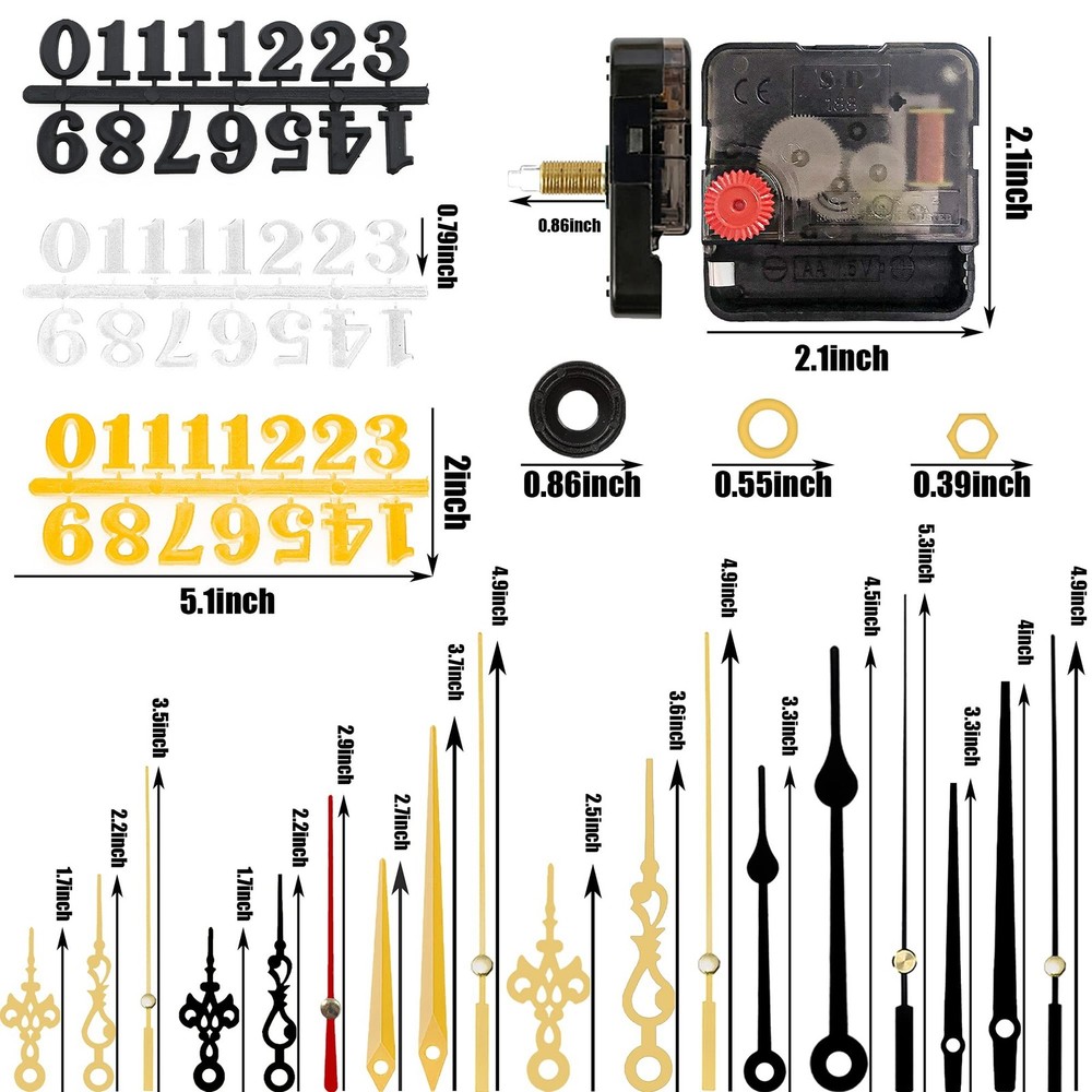 PARAOR 6pcs High Torque Quartz Clock Movement Mechanism Replacement Clock Num...