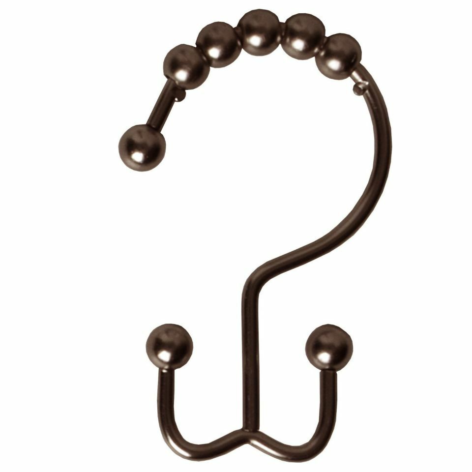 Oil Rubbed Bronze Metal Double Glide Shower Curtain Hooks