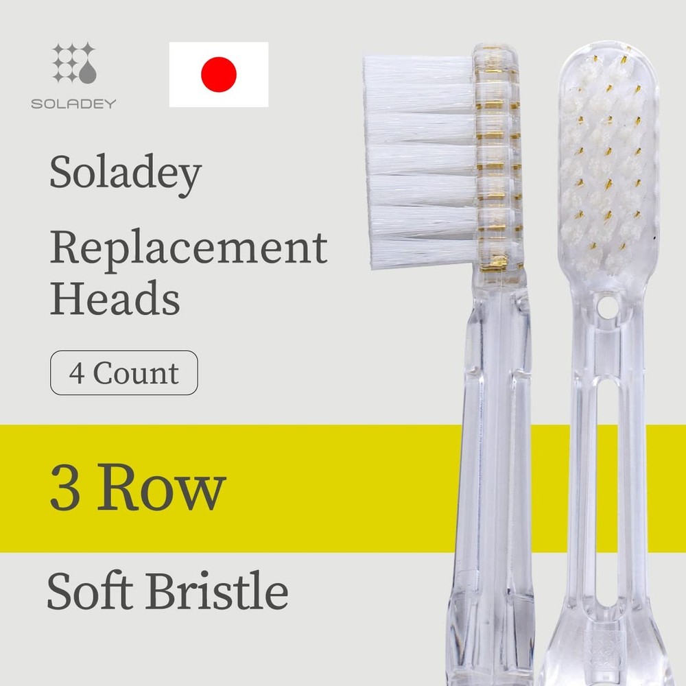 Soladey Ionic Toothbrush Replacement Brush Heads Refill, 4 Count -3 Row Soft ...
