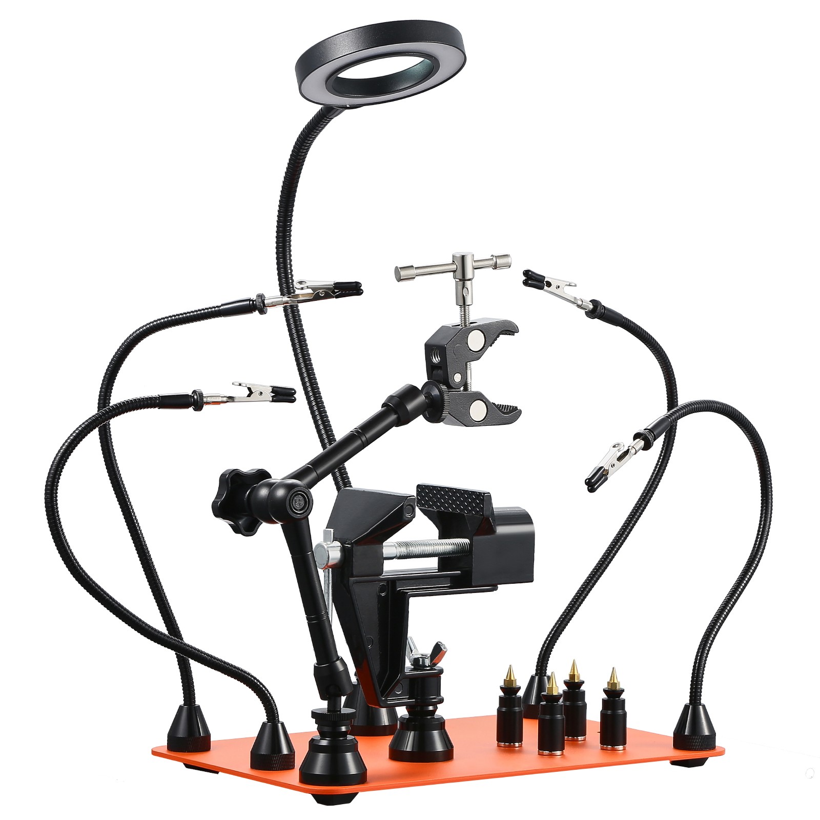 Magnetic Helping Hands Soldering Station Vise Magnifying Lamp 4 PCB Holder