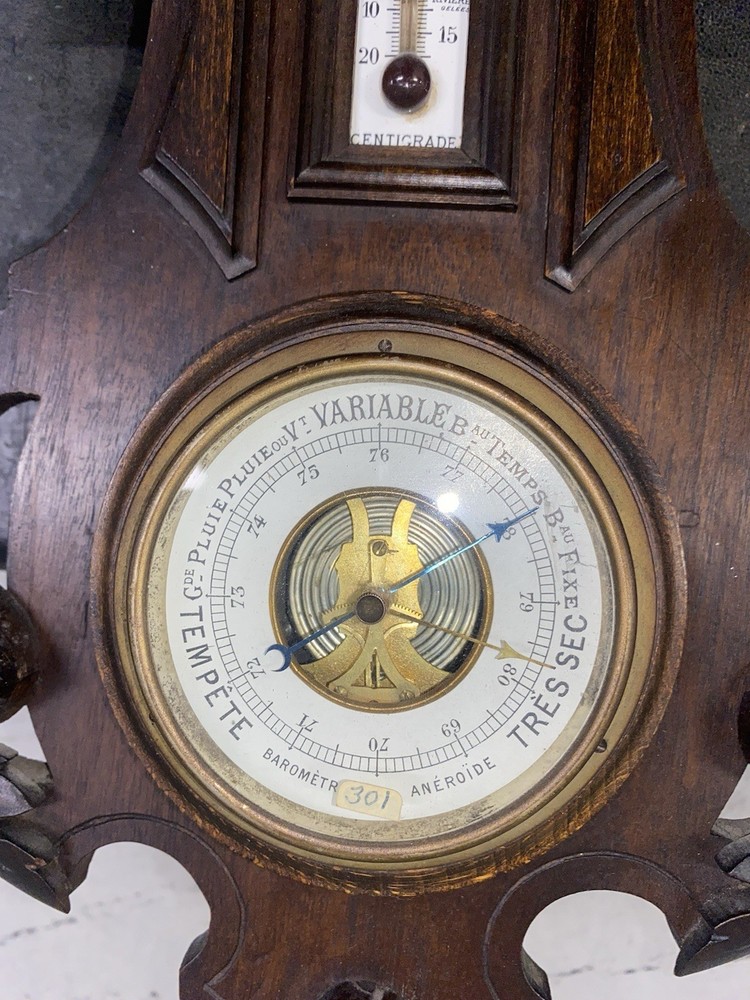 CARVED CLOCK / WEATHER STATION