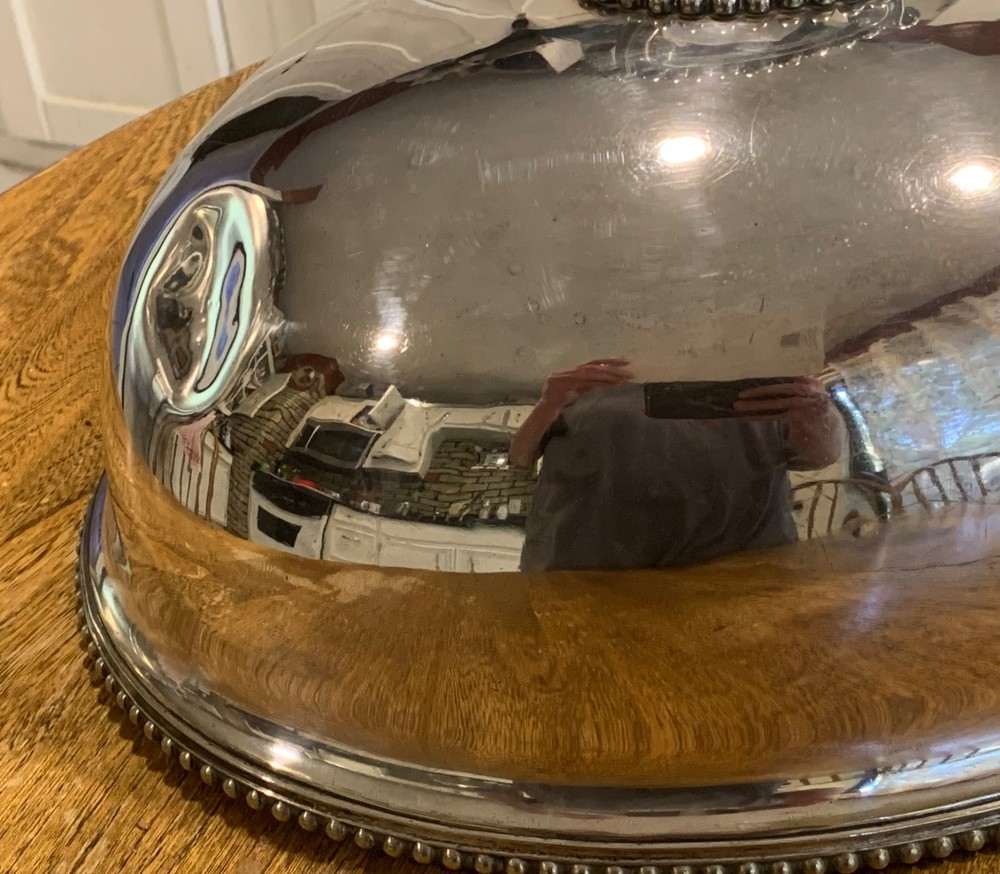 Large Antique Silver-Plated Meat Dome - AS IS