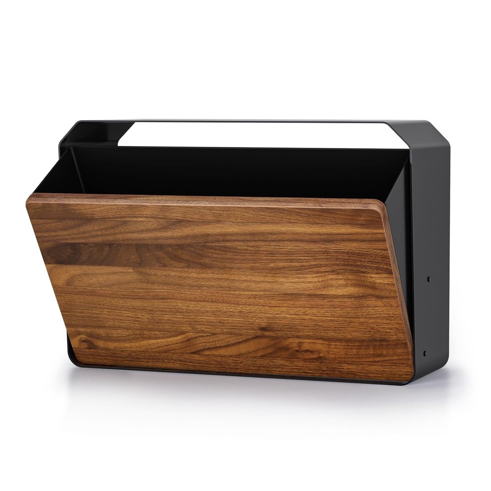 Large Capacity Wall-Mount Mailbox - Walnut & Galvanized Steel, Easy Install