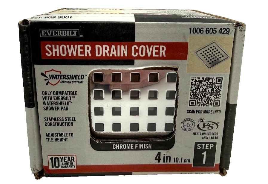 Everbilt Watershield 4 in. Chrome Square Grid Shower Drain Grate