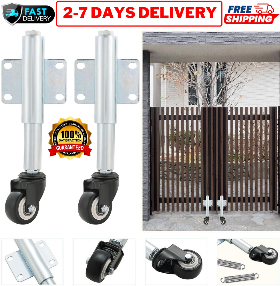2" Fence Gate Wheels with Spring Rolling Gate Swivel Caster Gate Rollers Support