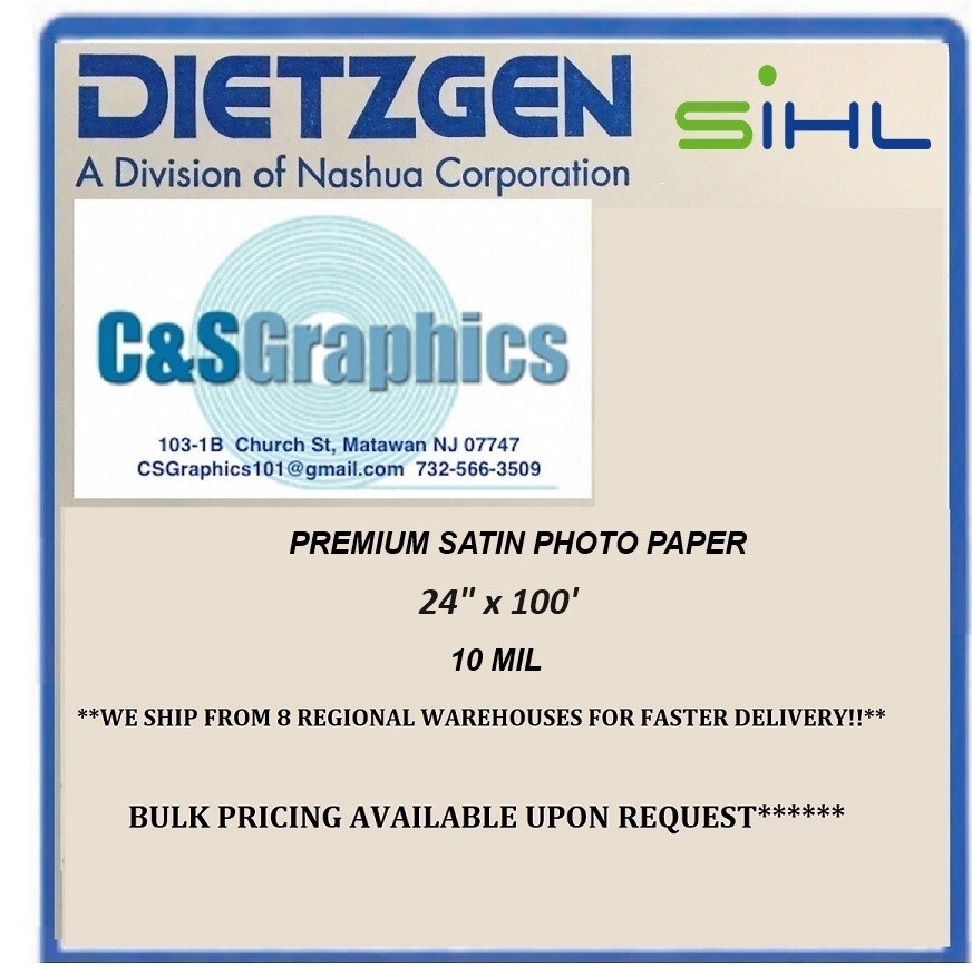 InkJet Satin Photo Paper Roll 24"x100' 10 mil 3" CORE W/ 2" CORE ADAPTER