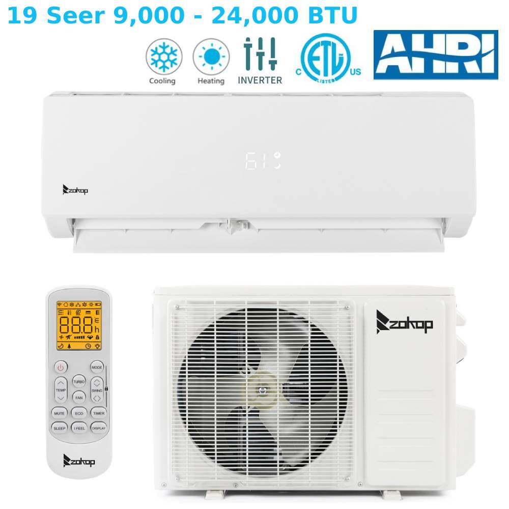 Zokop Smart 9000 - 18000 BTU Mini Split Air Conditioner Heat Systems 19 Seer New