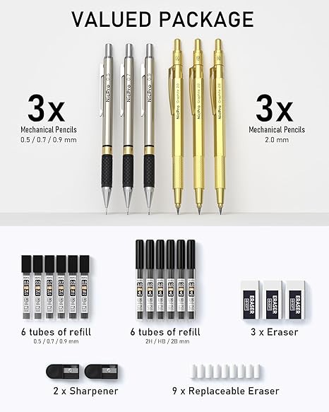 Metal Drafting Pencil Set