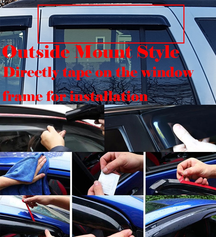 Fit 2019-2023 Chevy Silverado Crew Cab Window Visors Vent Sun Shade Rain Guards