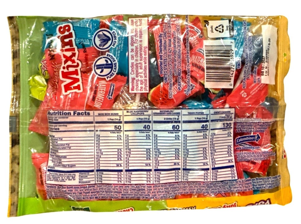 7.4 oz/30pc Bag MIXINS SWEETS N SOURS Variety Easter Candy Blue Raspberry Pops +