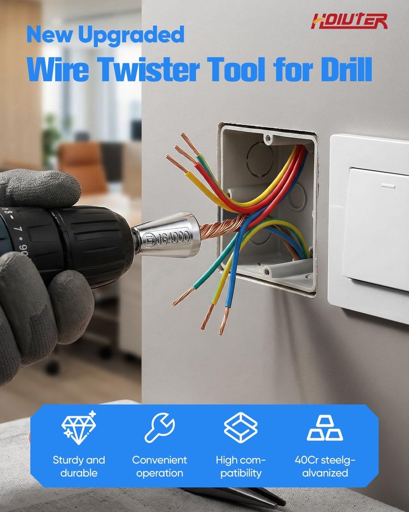 Wire Twister Tool for Drill, 2026 Upgrades Nut Silver