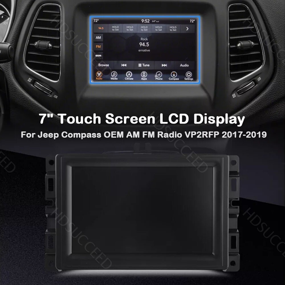 7" LCD Touch Screen w/ Frame For 2017-2020 Jeep Compass Radio Navigation Replace