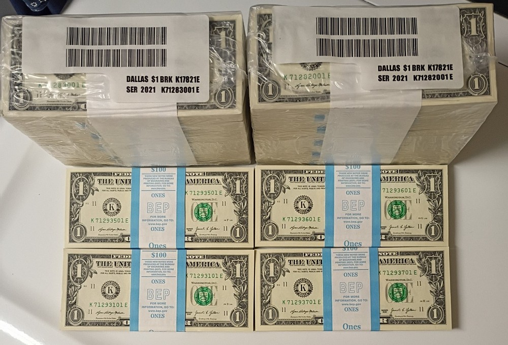 2021 Uncirculated $1 Pack BEP- 100 Notes Per Pack- Sequential Serial #s