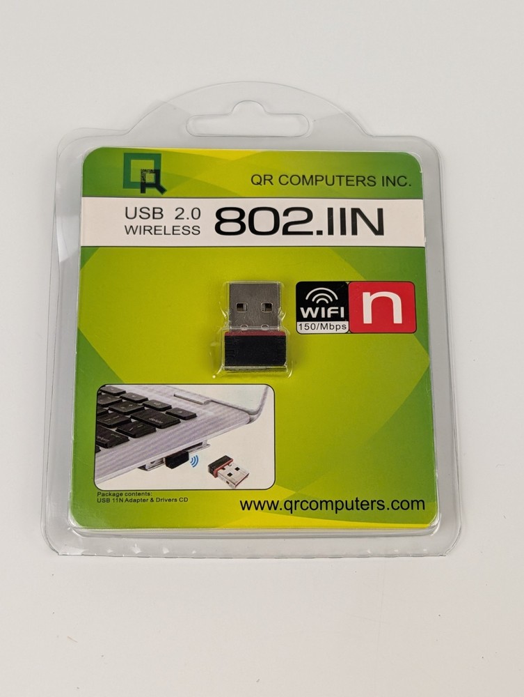 QR COMPUTERS USB 2.0 WIRELESS WIFI ADAPTER 802.IIN MAC/WINDOWS/LINUX/ANDROID⬅️🔥