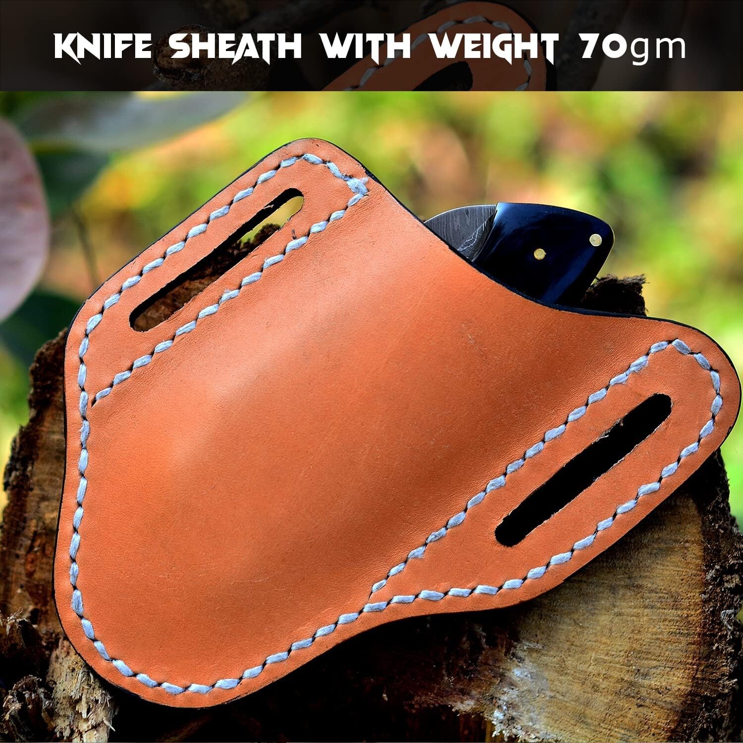 NEW FOLDING POCKET KNIFE SHEATH 4.5" LIGHT BROWN GENUINE LEATHER BELT CASE