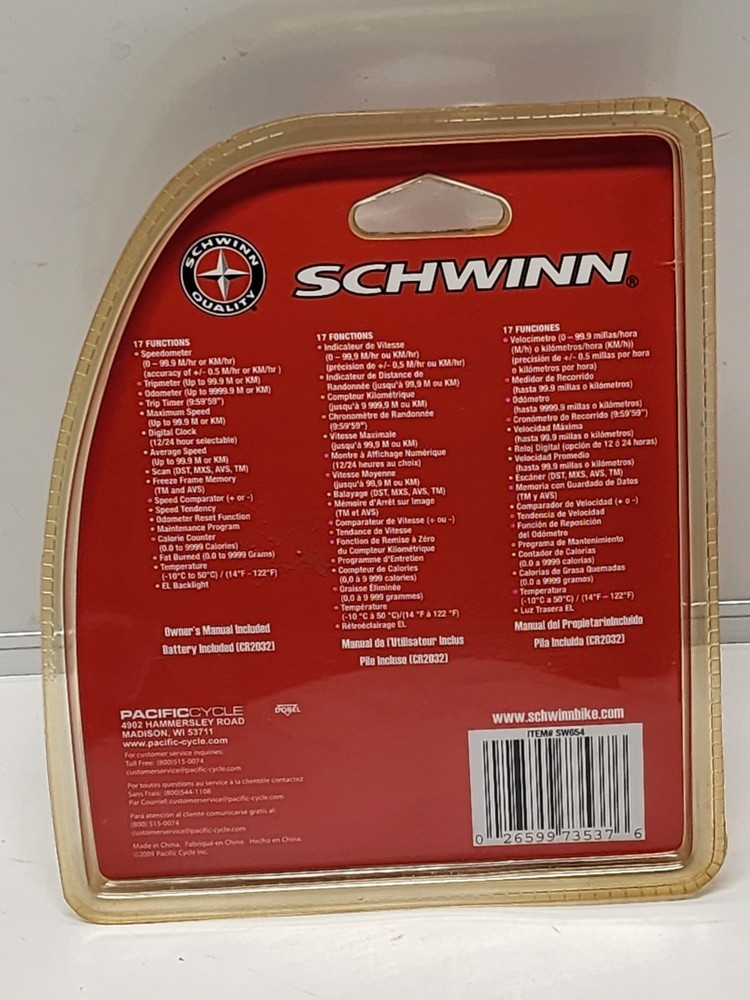 SCHWINN 17 Function Cycle Computer SW654 Speedometer Odometer
