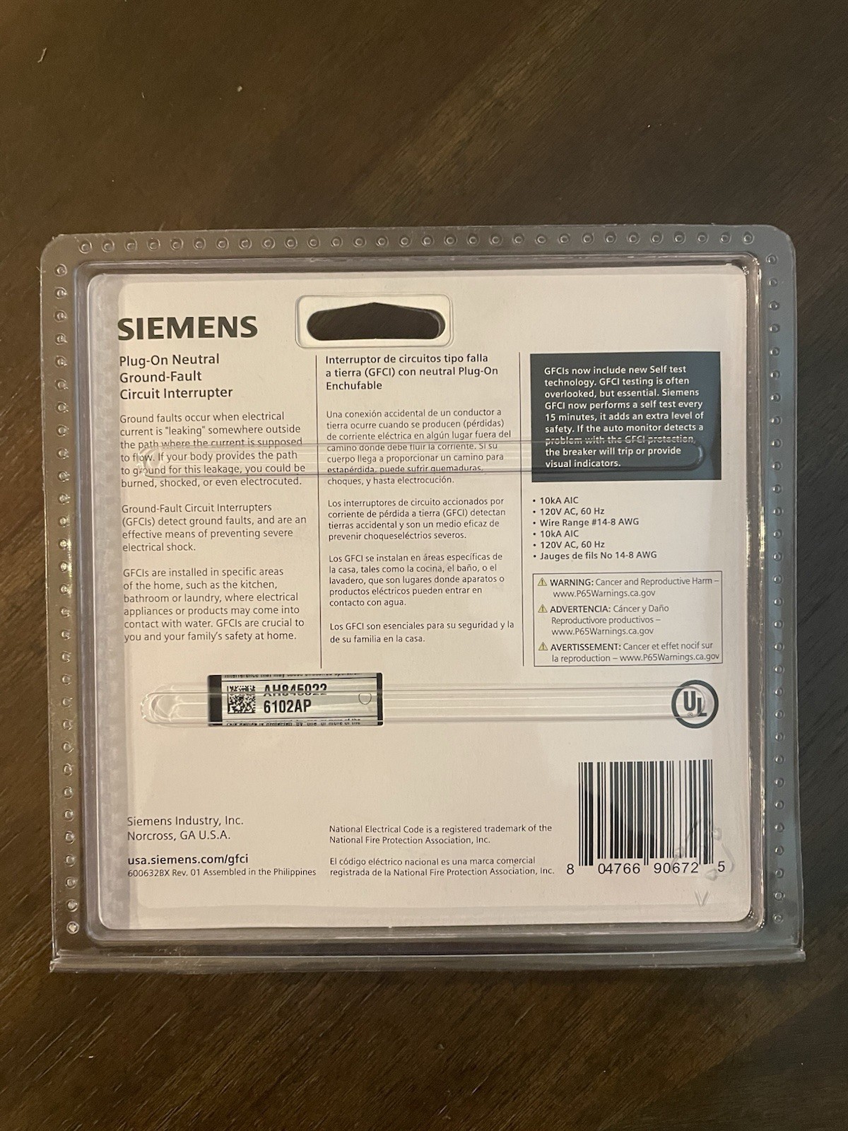 Siemens 20 Amp 20A Plug-On Neutral GFCI QF120ANP Type QPF2N Circuit Breaker