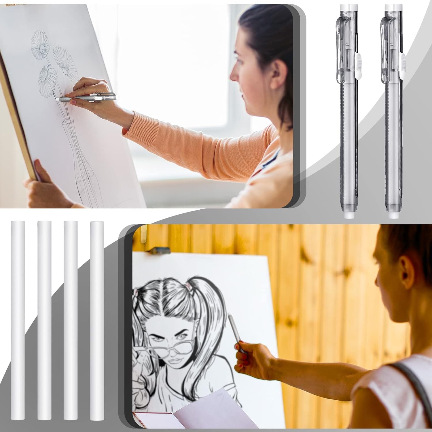 24 Pieces Retractable Mechanical Eraser Pen Bulks Retractable Mechanical Stick E