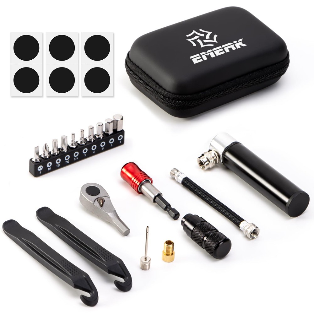 Portable Bicycle Repair Tool Kit With Mini Pump Multitool Maintenance Set Kit