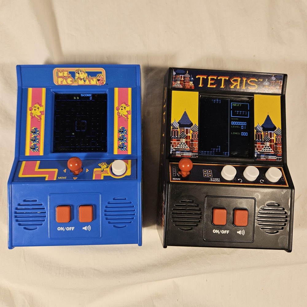 Ms. Pac-Man Tetris Mini Arcade Games Lot Basic Fun 2018 Retro Electronic Tested