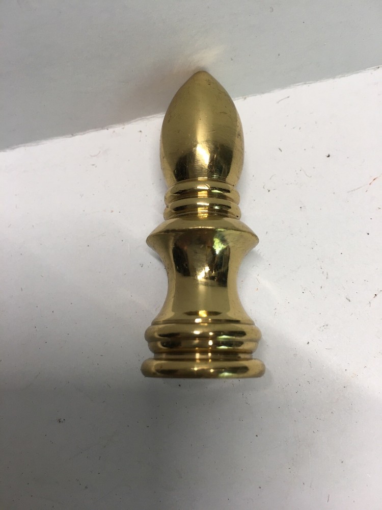 2" TALL Solid Brass Polished Bullet Shaped Lamp Finial 1/4 -27 Thread