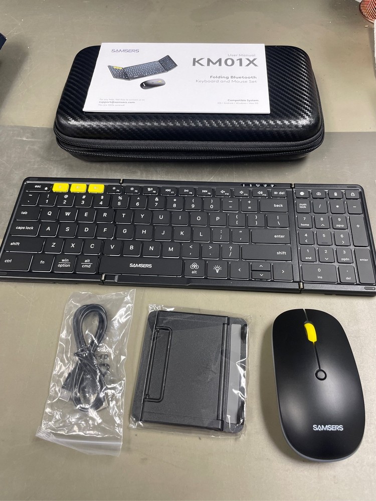 Samsers Foldable Keyboard and Mouse, Folding Bluetooth Keyboard Mouse Combo with