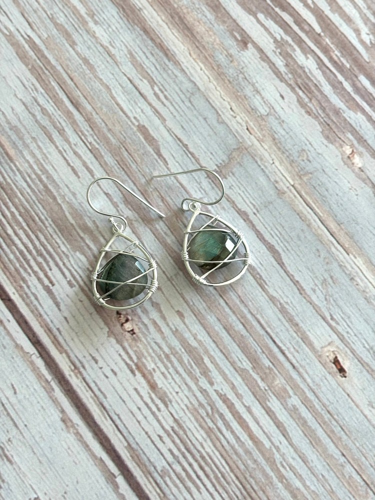 Wire Wrap Labradorite Earrings