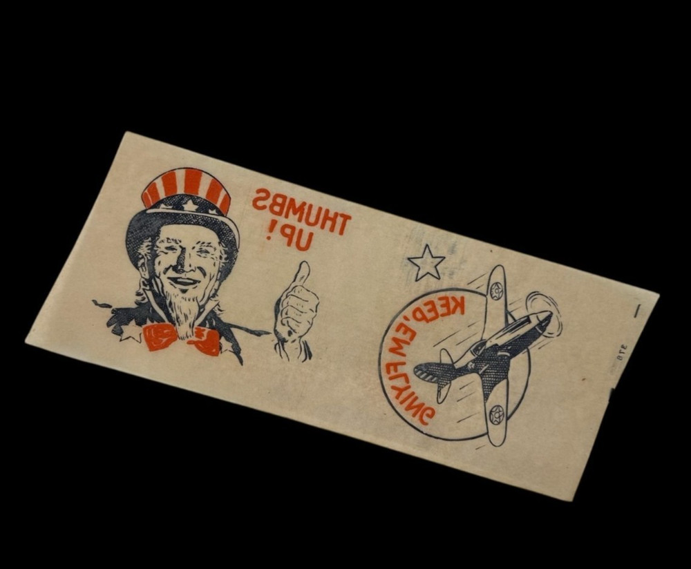 WWII Era Patriotic Uncle Sam Cracker Jack Transfer Airplane 1940s