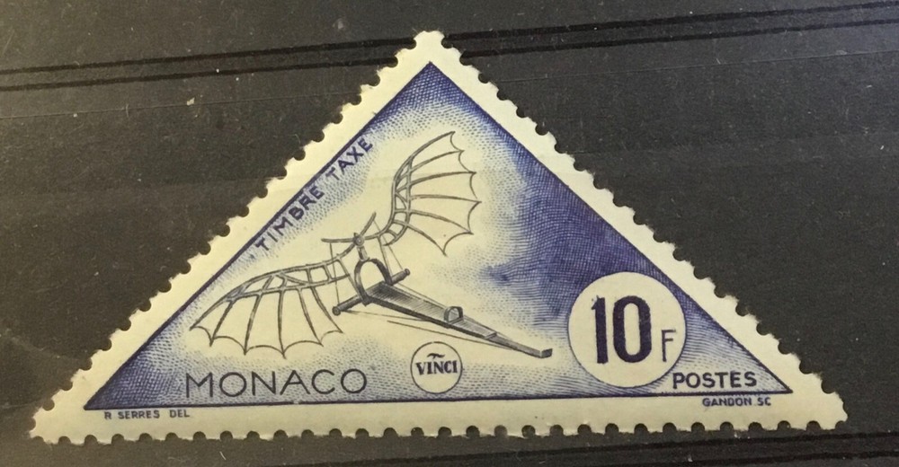 MONACO # J44. POSTAGE DUE, daVINCI’S FLYING MACHINE  MNH