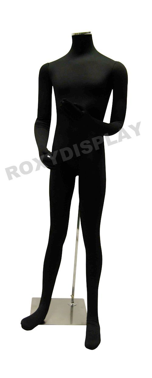 Male full body Poseable Mannequin Black jersey covered body form #JF-M02SOFTX
