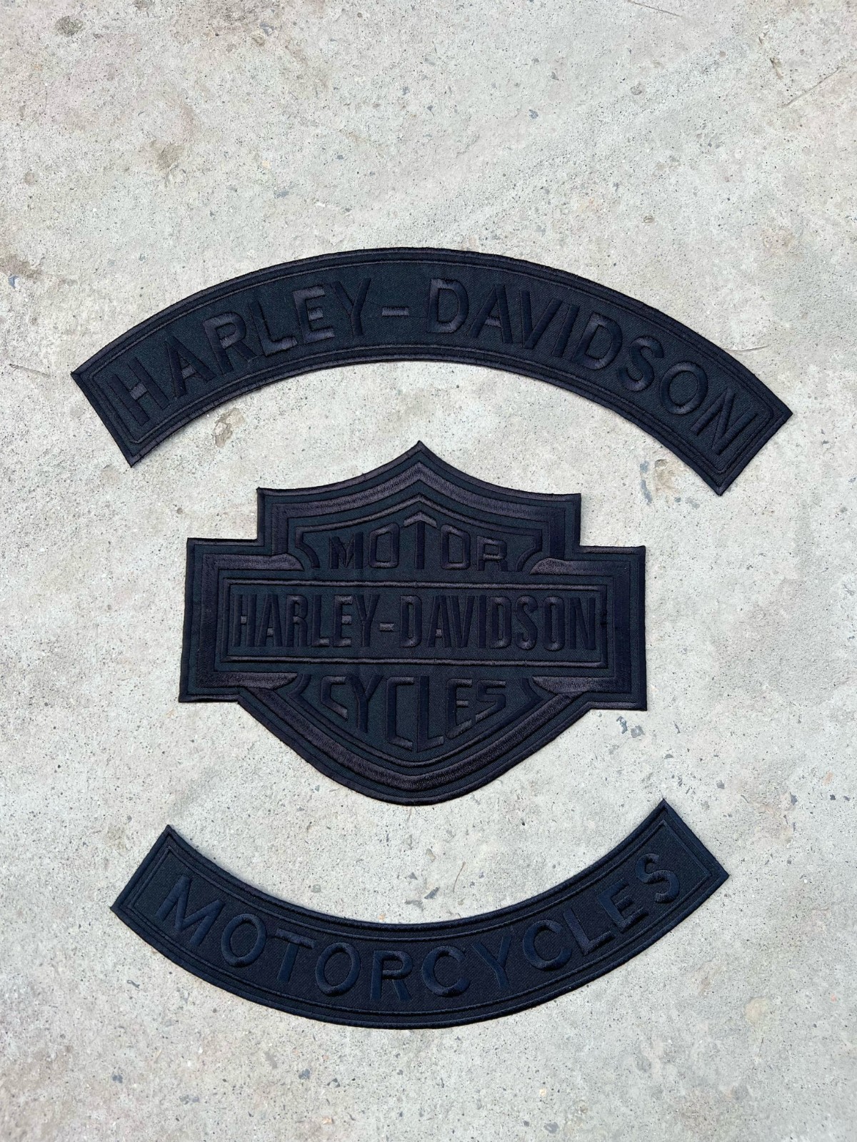 Harley Davidson Black Bar & Shield Rockers Set Embroidered Patch Iron On Patches