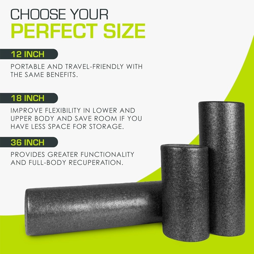 Firm 12" Foam Roller - Versatile Tool for Muscle Therapy & Flexibility Training