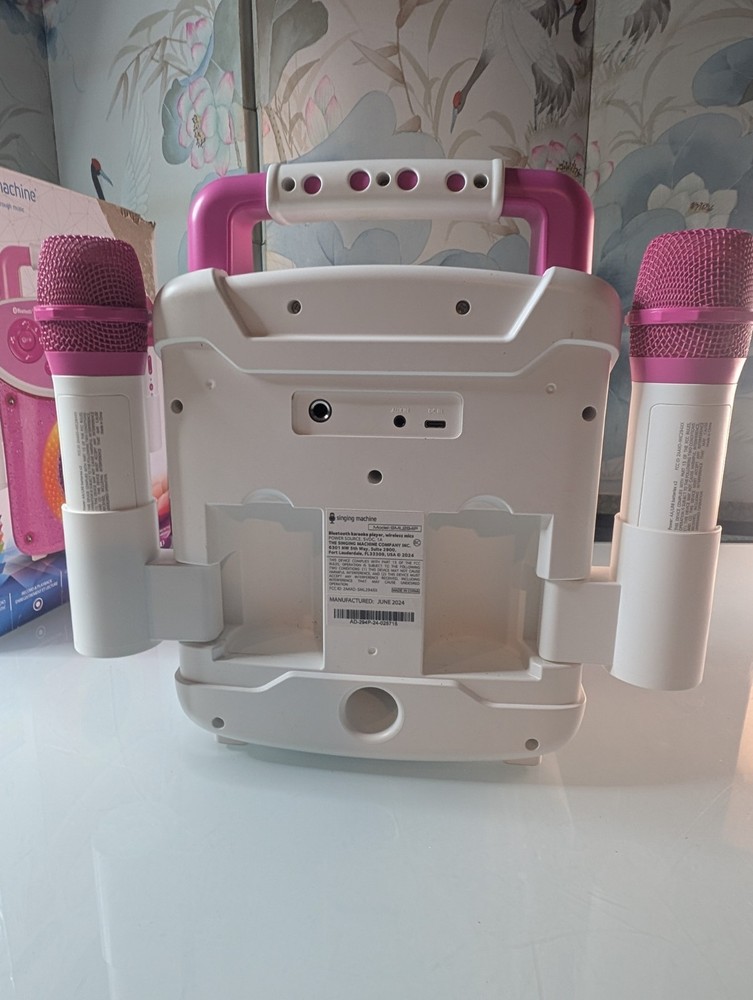 Singing Machine SML294P Bluetooth Karaoke System - 2 Wireless Mics - LED Lights