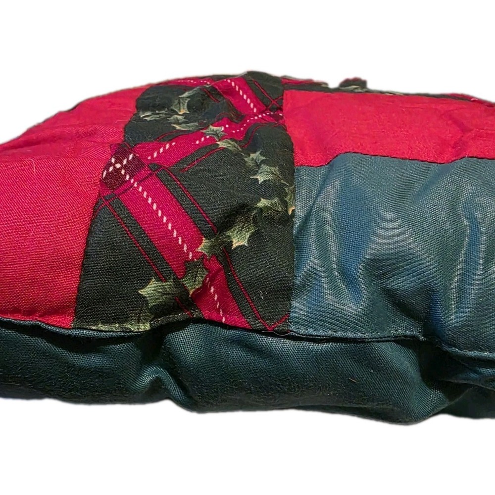Vtg Christmas Handcrafted Quilted Patchwork Pillows