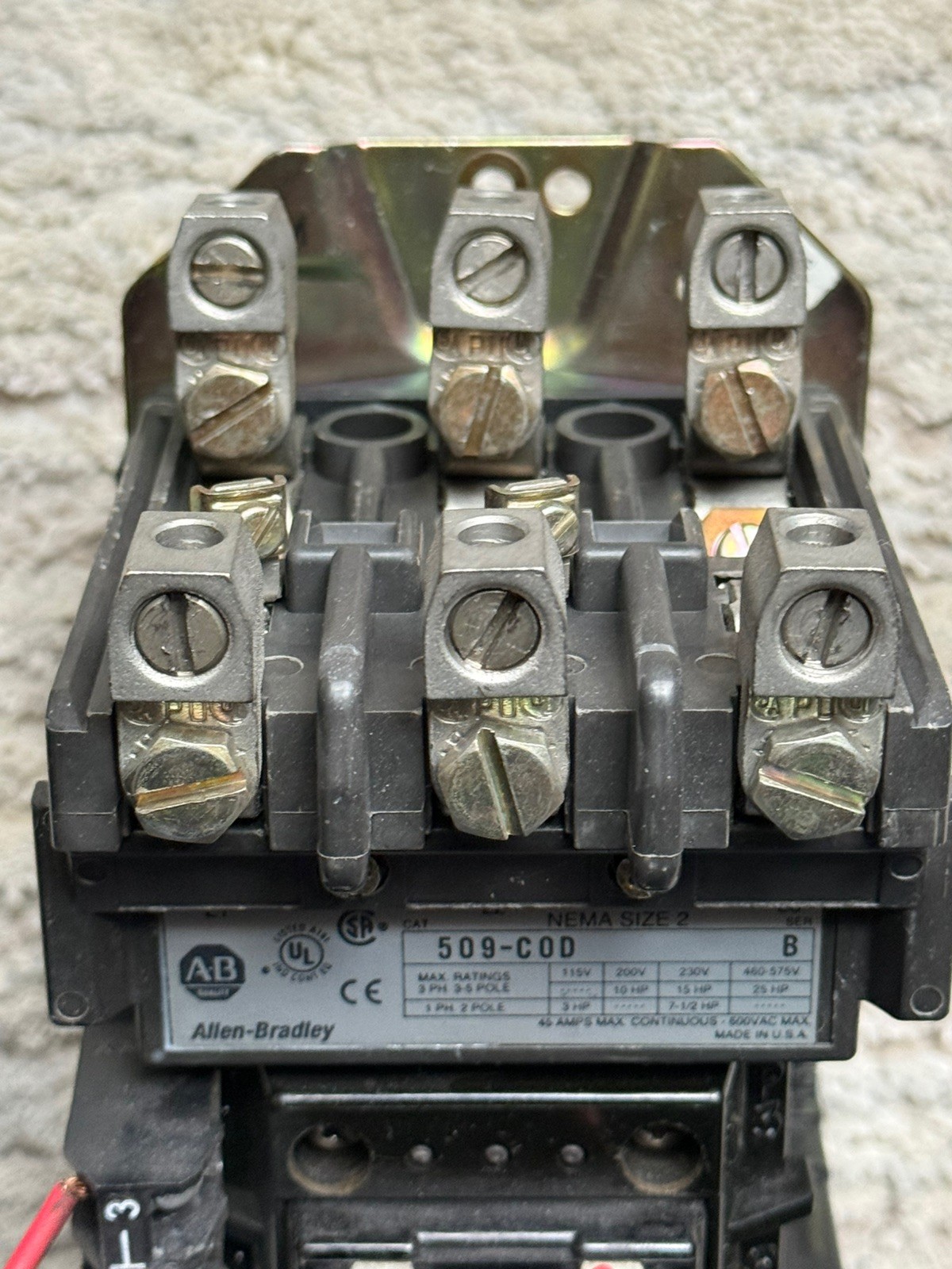 Allen Bradley AB 509-COD Size 2 Starter 120V Coil Series B Size 2 509-C0D